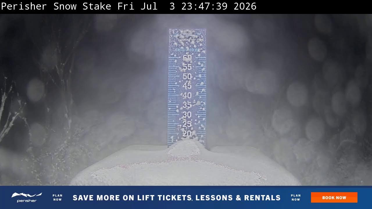 Perisher Snow Stake Live snow cam captured at 3 July 2026 at 11:58 pm AEST