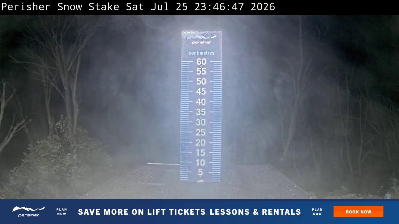 Perisher Snow Stake Live snow cam captured at 25 July 2026 at 11:56 pm AEST