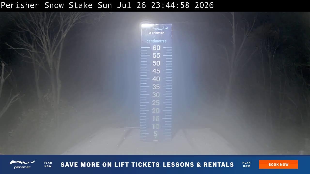 Perisher Snow Stake Live snow cam captured at 26 July 2026 at 11:56 pm AEST