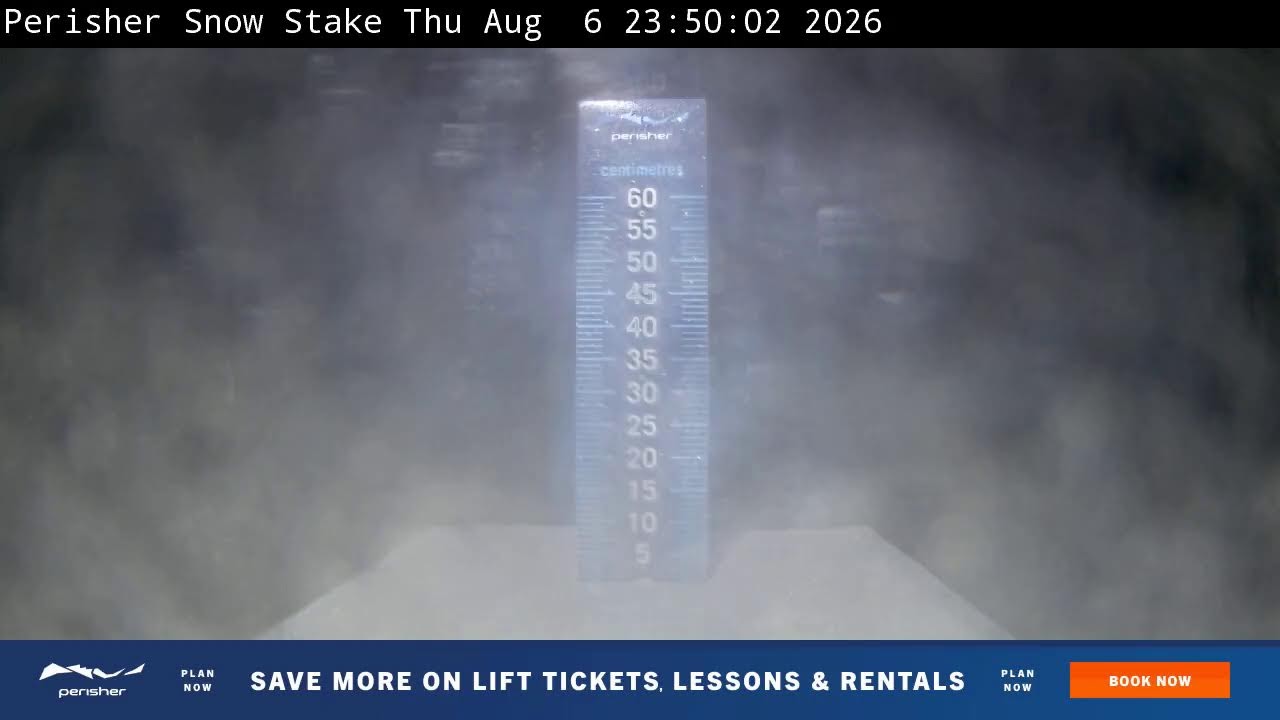 Perisher Snow Stake Live snow cam captured at 6 August 2026 at 11:59 pm AEST