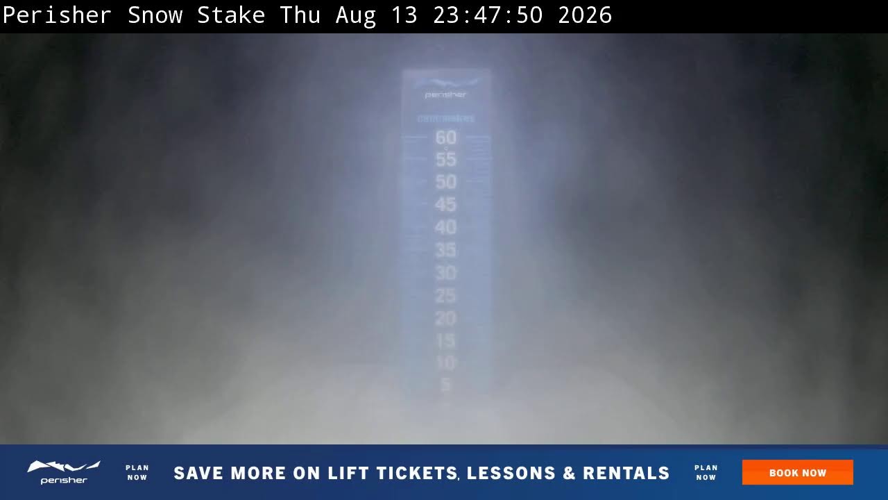 Perisher Snow Stake Live snow cam captured at 13 August 2026 at 11:57 pm AEST