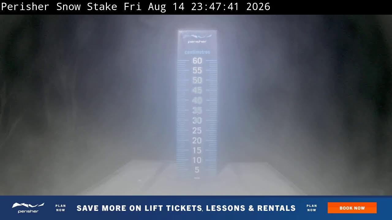 Perisher Snow Stake Live snow cam captured at 14 August 2026 at 11:57 pm AEST