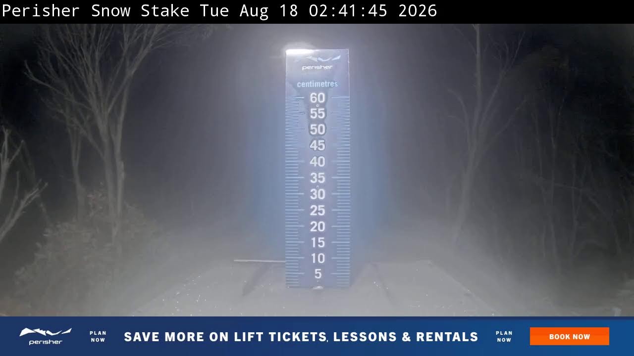 Perisher Snow Stake Live snow cam captured at 18 August 2026 at 2:50 am AEST