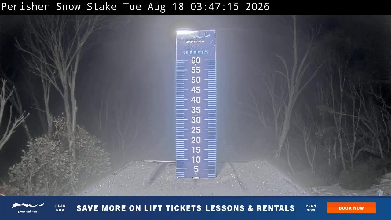 Perisher Snow Stake Live snow cam captured at 18 August 2026 at 3:56 am AEST