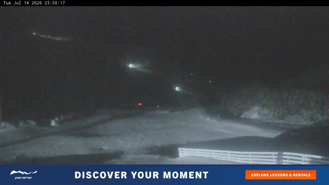 Perisher Blue Cow Live snow cam captured at 14 July 2026 at 11:55 pm AEST