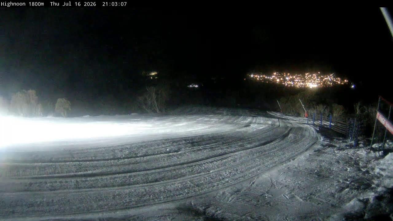 Thredbo High Noon Live snow cam captured at 16 July 2026 at 9:07 pm AEST