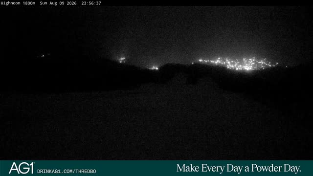 Thredbo High Noon Live snow cam captured at 9 August 2026 at 11:57 pm AEST