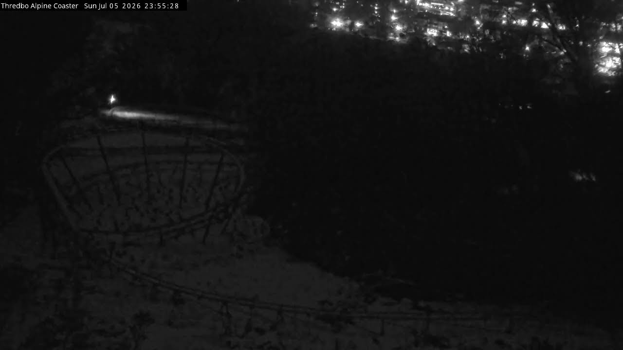 Thredbo Alpine Coaster Live snow cam captured at 5 July 2026 at 11:58 pm AEST