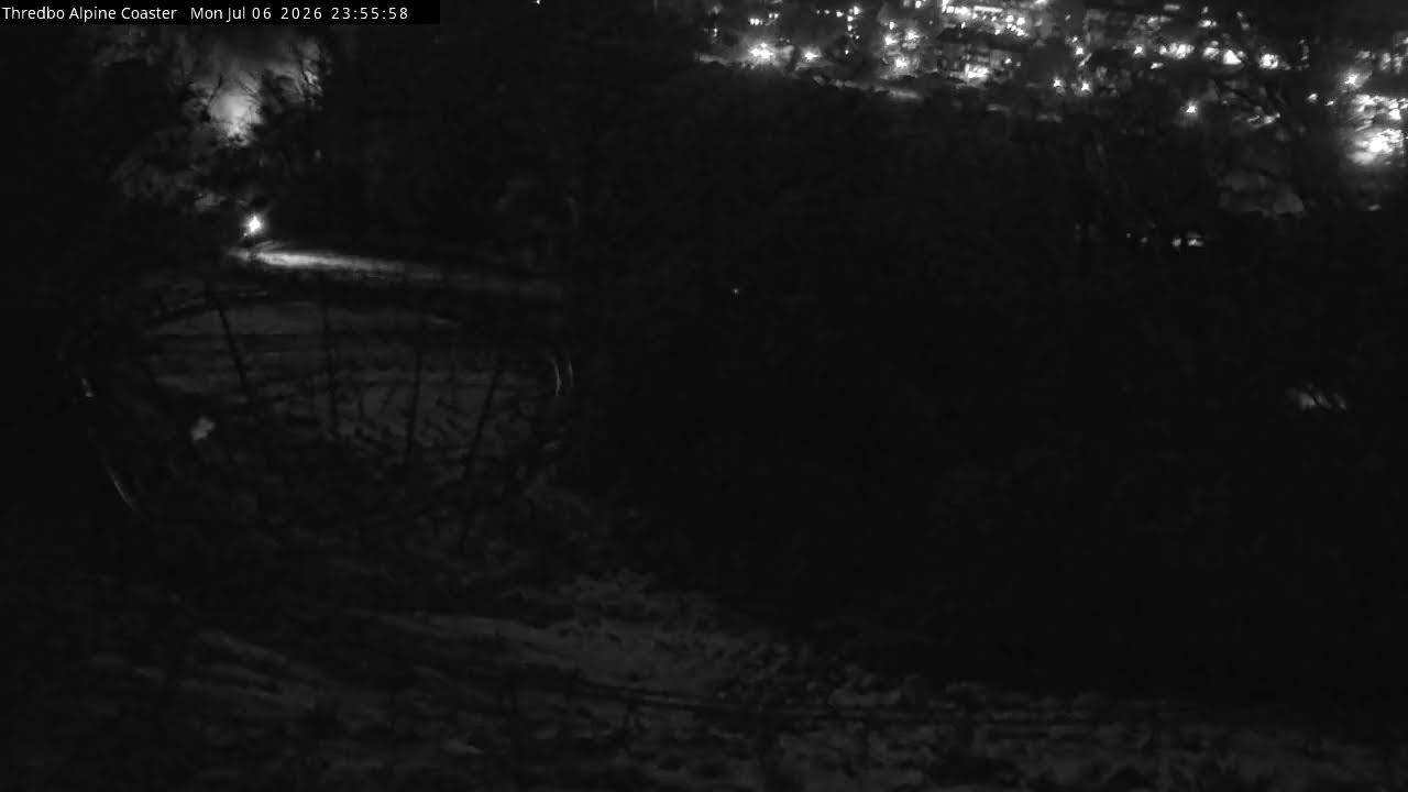 Thredbo Alpine Coaster Live snow cam captured at 6 July 2026 at 11:58 pm AEST