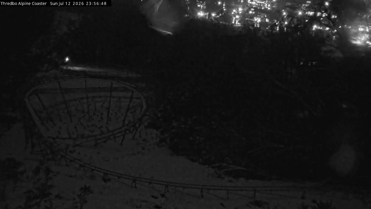 Thredbo Alpine Coaster Live snow cam captured at 12 July 2026 at 11:58 pm AEST