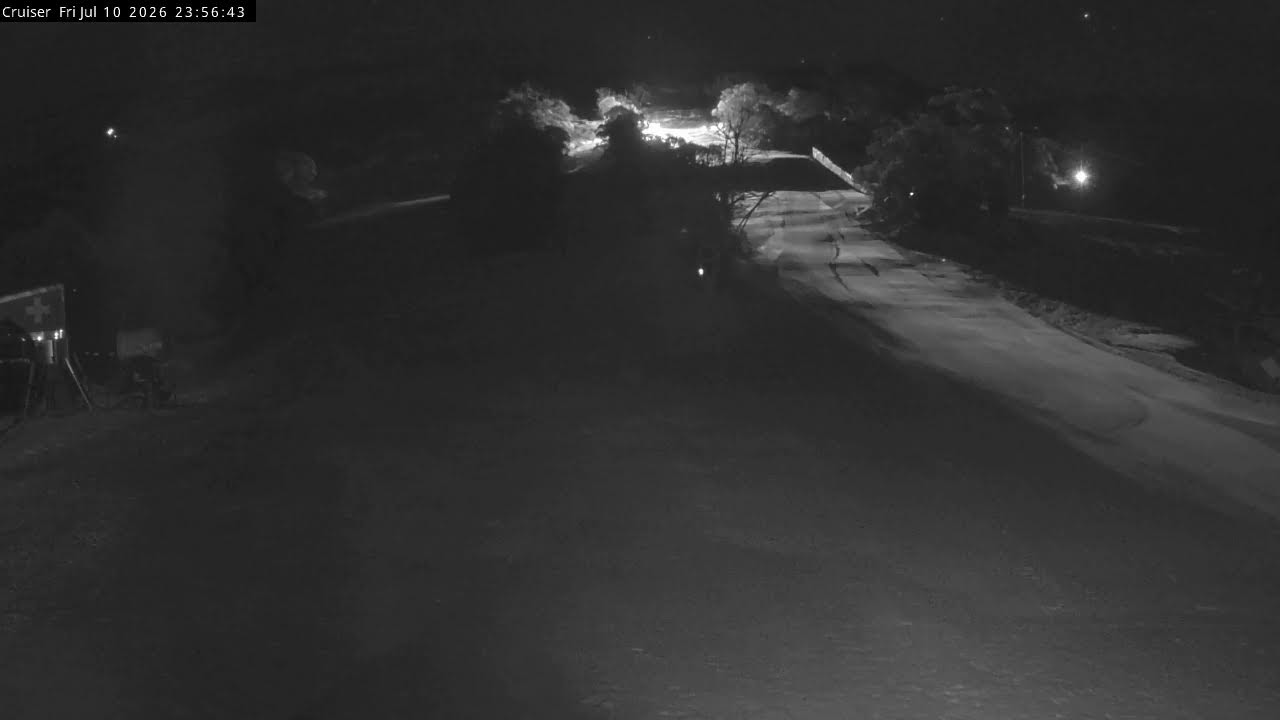 Thredbo Cruiser Area Live snow cam captured at 10 July 2026 at 11:59 pm AEST