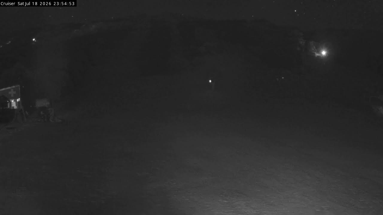 Thredbo Cruiser Area Live snow cam captured at 18 July 2026 at 11:55 pm AEST