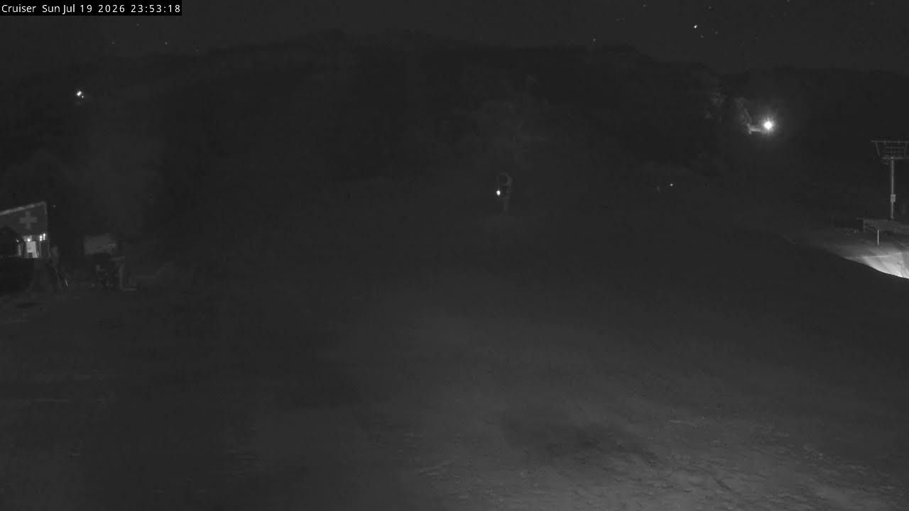 Thredbo Cruiser Area Live snow cam captured at 19 July 2026 at 11:55 pm AEST