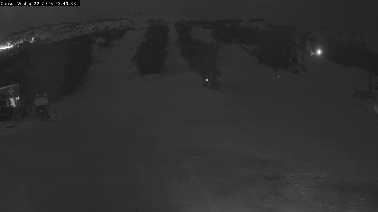 Thredbo Cruiser Area Live snow cam captured at 22 July 2026 at 11:51 pm AEST