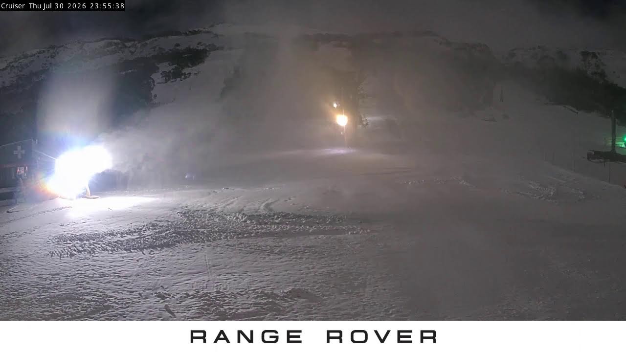 Thredbo Cruiser Area Live snow cam captured at 30 July 2026 at 11:59 pm AEST