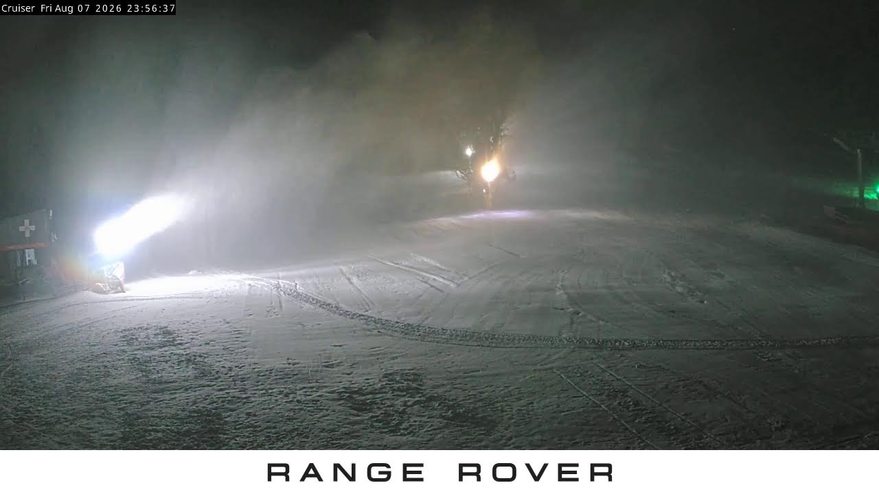 Thredbo Cruiser Area Live snow cam captured at 7 August 2026 at 11:59 pm AEST