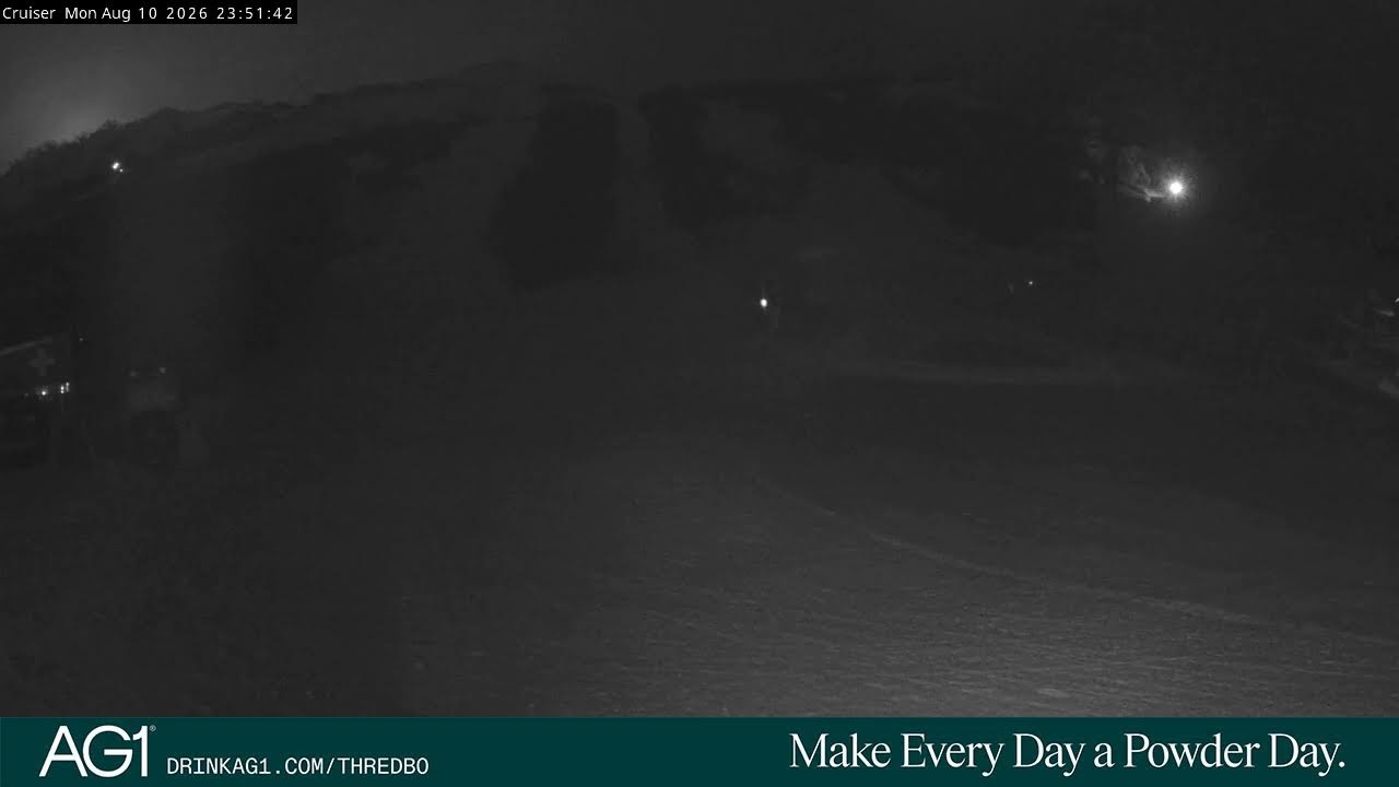 Thredbo Cruiser Area Live snow cam captured at 10 August 2026 at 11:56 pm AEST