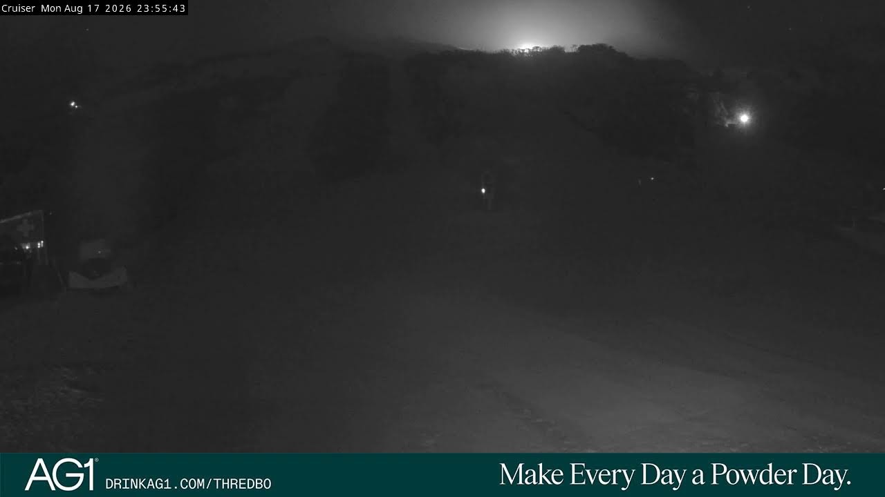 Thredbo Cruiser Area Live snow cam captured at 17 August 2026 at 11:57 pm AEST