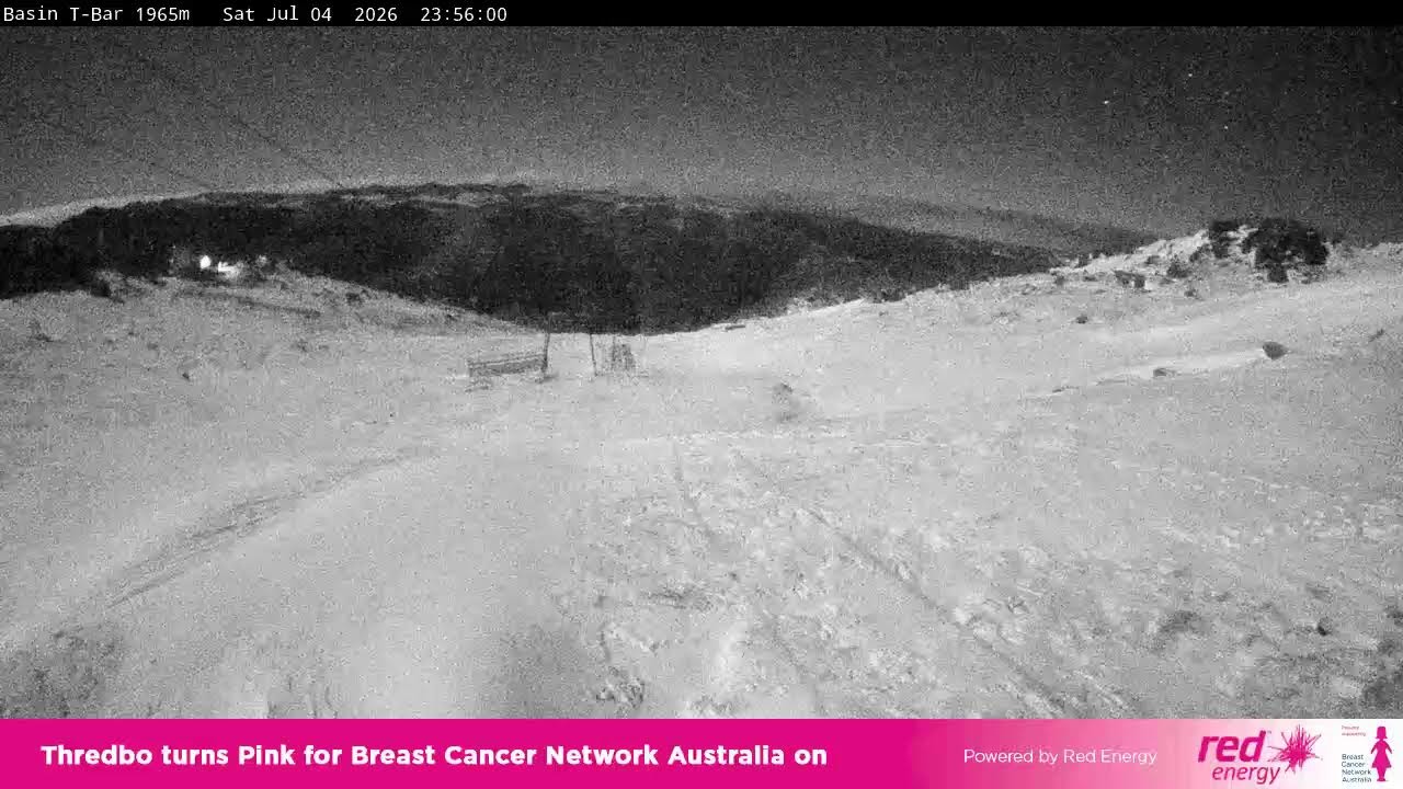 Thredbo Basin T-Bar Live snow cam captured at 4 July 2026 at 11:58 pm AEST