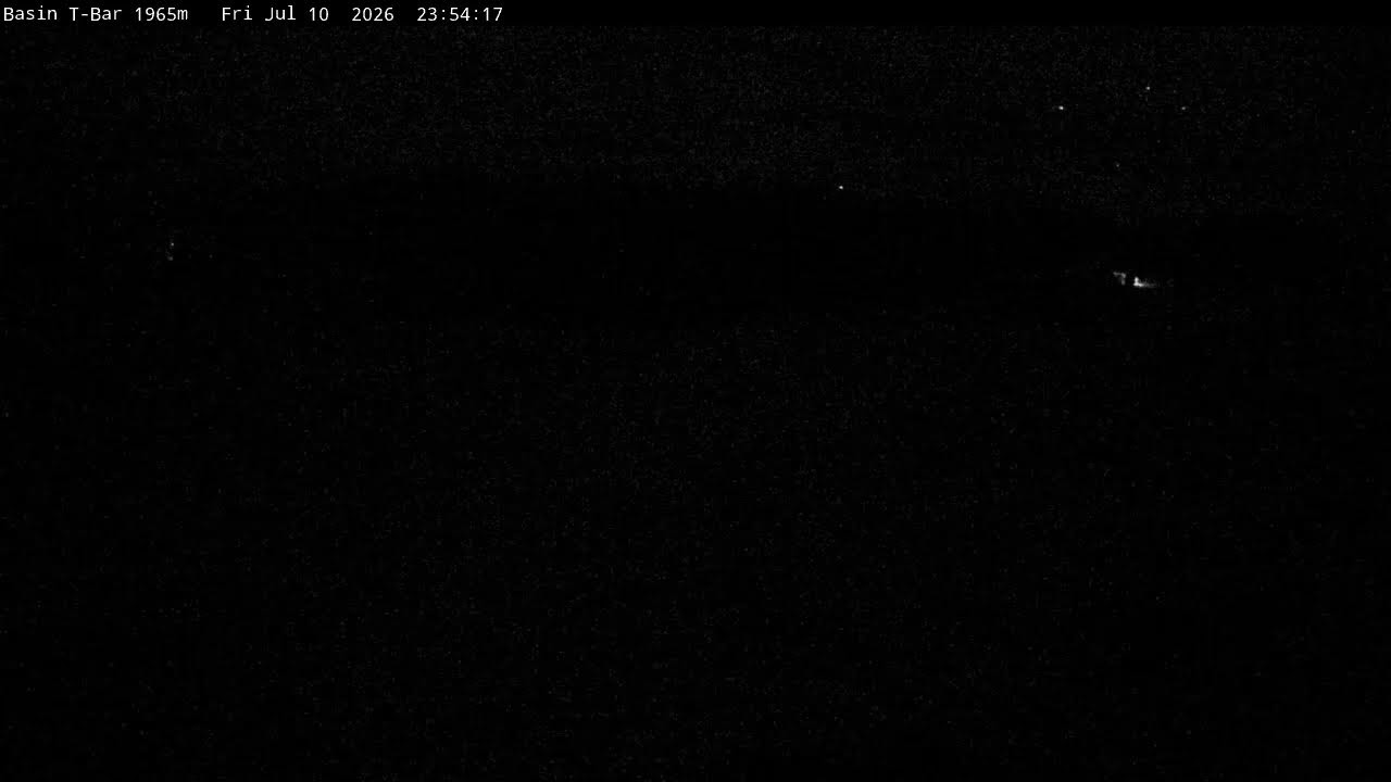 Thredbo Basin T-Bar Live snow cam captured at 10 July 2026 at 11:59 pm AEST