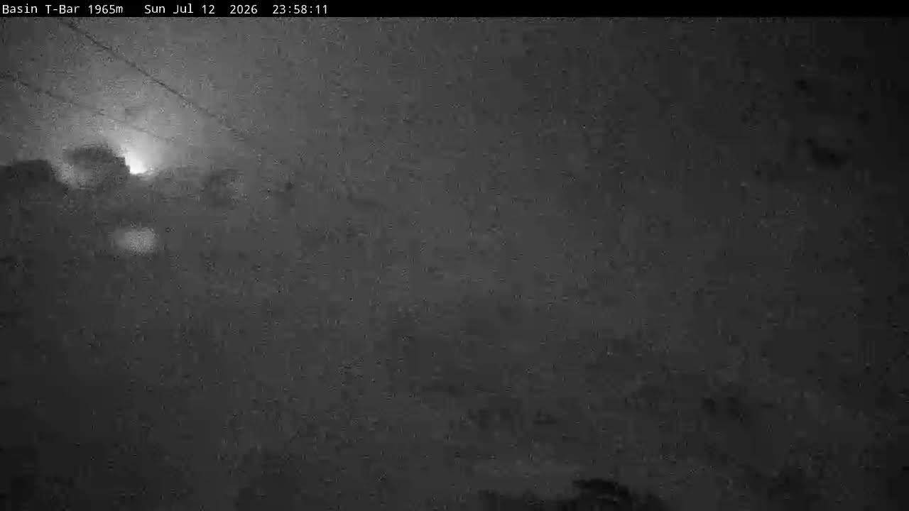 Thredbo Basin T-Bar Live snow cam captured at 12 July 2026 at 11:58 pm AEST
