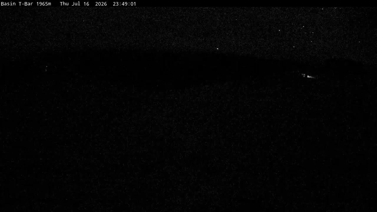 Thredbo Basin T-Bar Live snow cam captured at 16 July 2026 at 11:49 pm AEST
