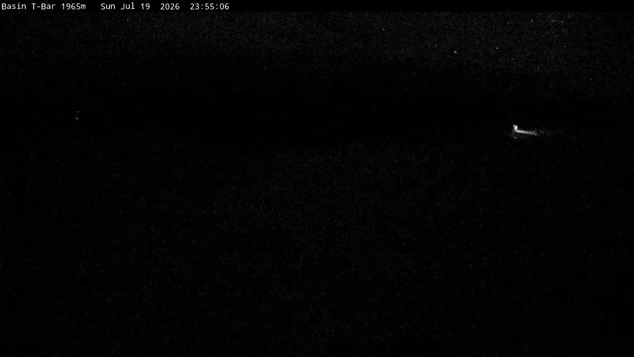 Thredbo Basin T-Bar Live snow cam captured at 19 July 2026 at 11:55 pm AEST