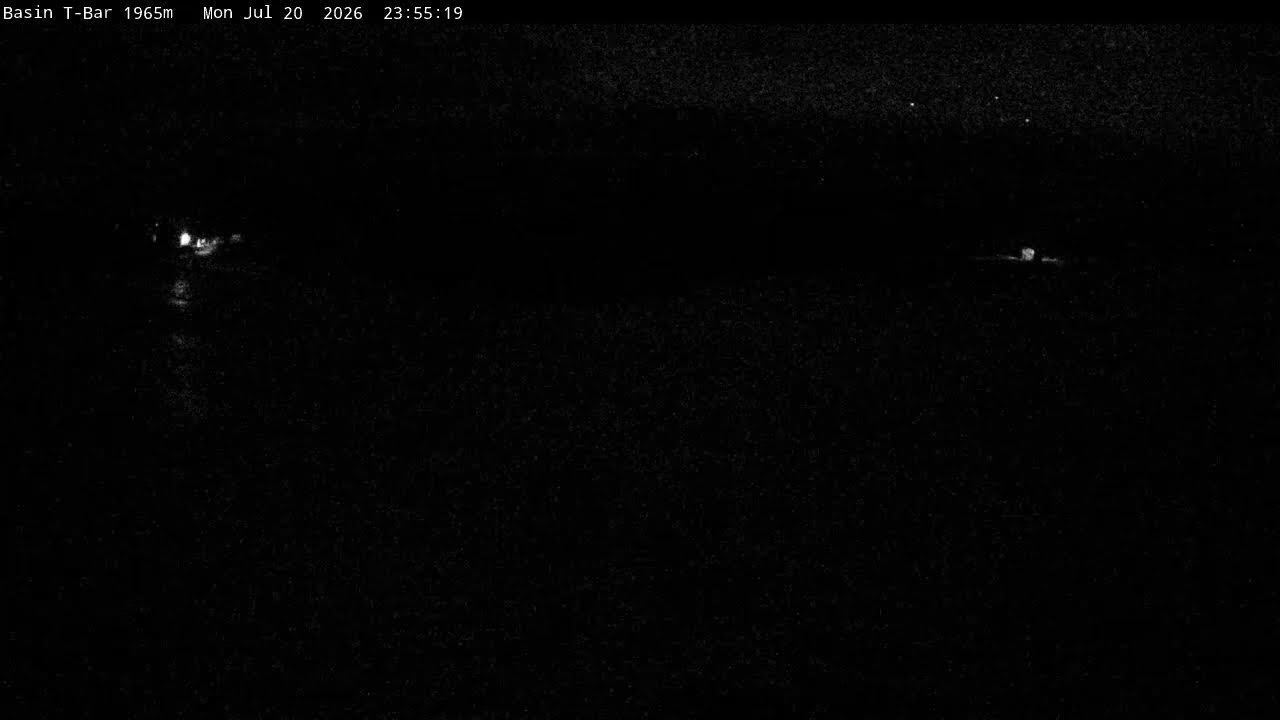 Thredbo Basin T-Bar Live snow cam captured at 20 July 2026 at 11:55 pm AEST