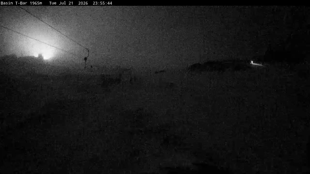 Thredbo Basin T-Bar Live snow cam captured at 21 July 2026 at 11:57 pm AEST