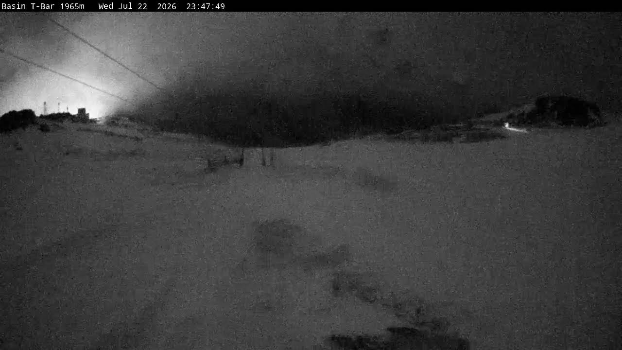 Thredbo Basin T-Bar Live snow cam captured at 22 July 2026 at 11:51 pm AEST