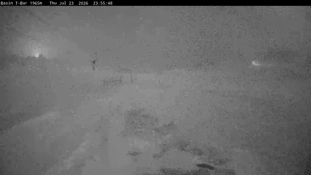 Thredbo Basin T-Bar Live snow cam captured at 23 July 2026 at 11:59 pm AEST