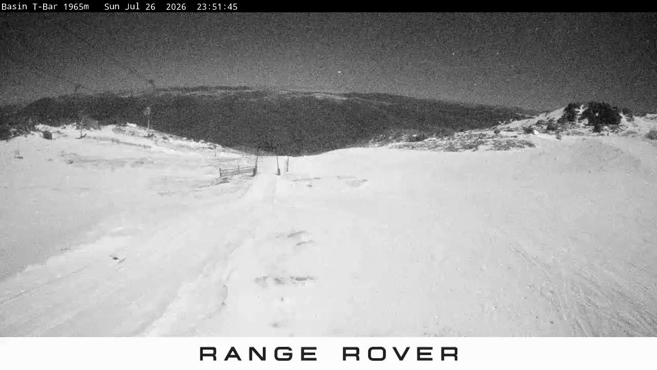 Thredbo Basin T-Bar Live snow cam captured at 26 July 2026 at 11:54 pm AEST