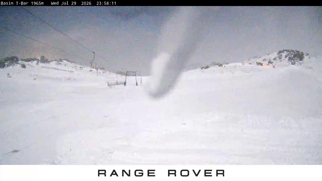 Thredbo Basin T-Bar Live snow cam captured at 29 July 2026 at 11:59 pm AEST