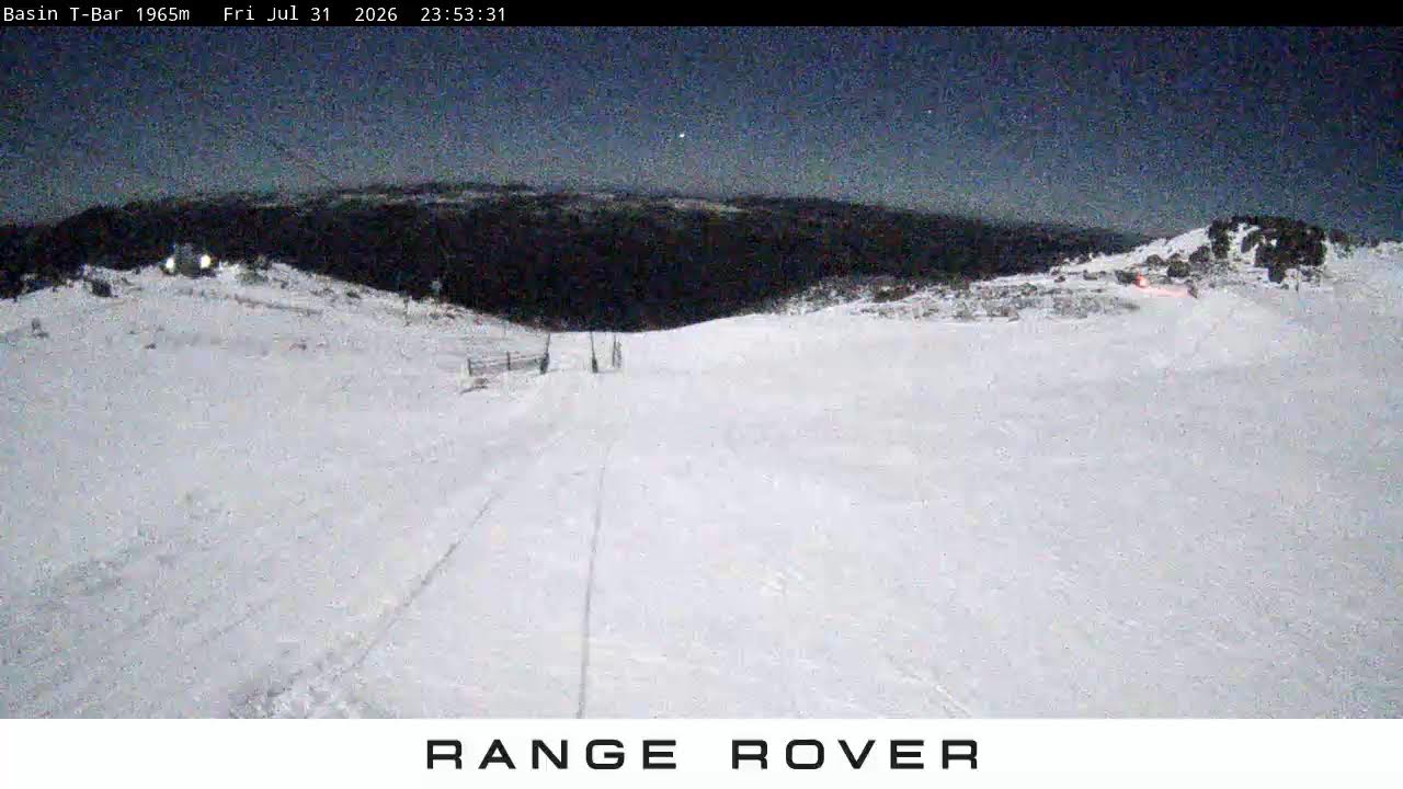 Thredbo Basin T-Bar Live snow cam captured at 31 July 2026 at 11:56 pm AEST