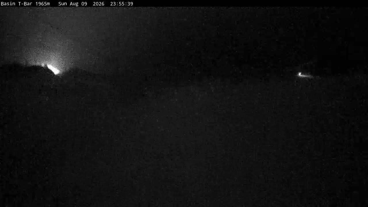 Thredbo Basin T-Bar Live snow cam captured at 9 August 2026 at 11:56 pm AEST