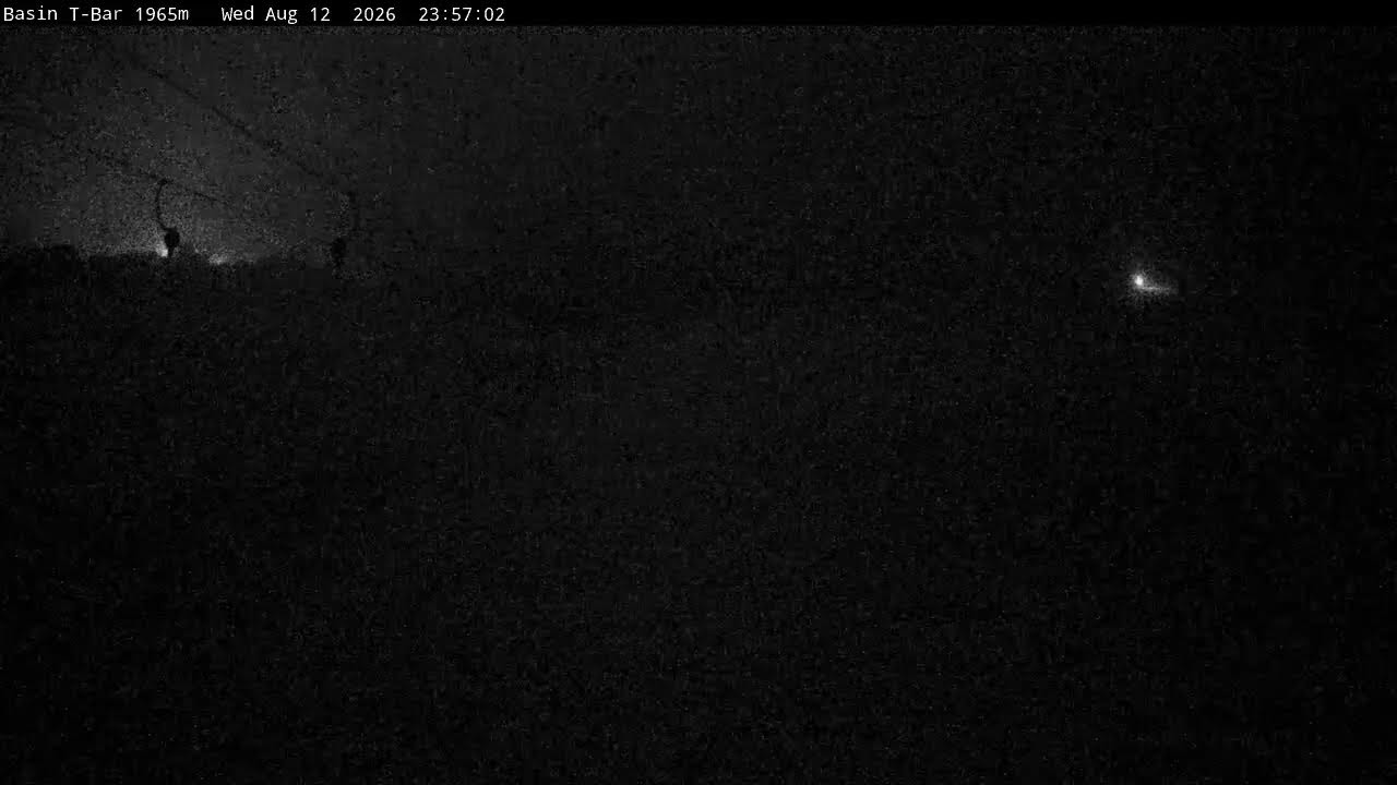 Thredbo Basin T-Bar Live snow cam captured at 12 August 2026 at 11:57 pm AEST