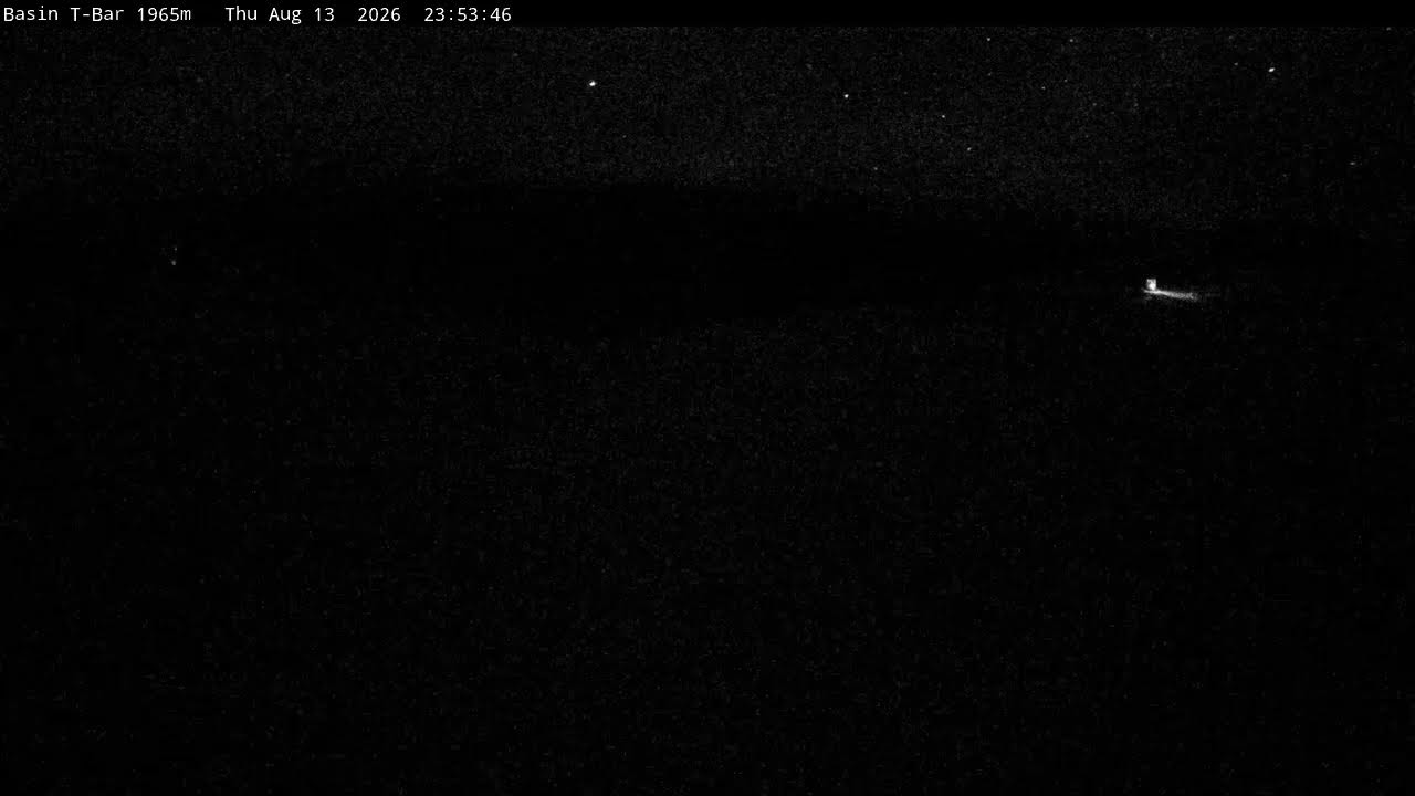 Thredbo Basin T-Bar Live snow cam captured at 13 August 2026 at 11:58 pm AEST