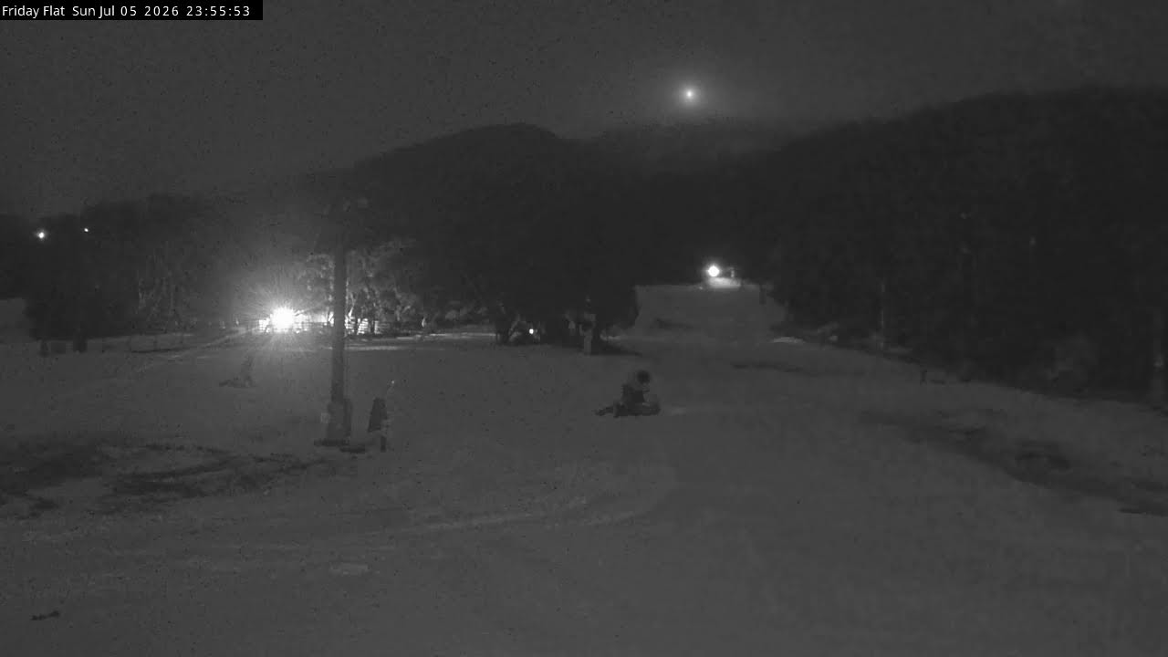 Thredbo Friday Flat Live snow cam captured at 5 July 2026 at 11:58 pm AEST