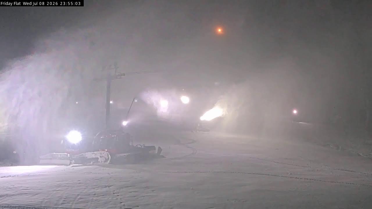 Thredbo Friday Flat Live snow cam captured at 8 July 2026 at 11:58 pm AEST