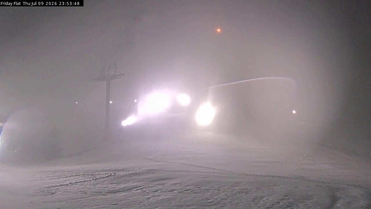 Thredbo Friday Flat Live snow cam captured at 9 July 2026 at 11:58 pm AEST