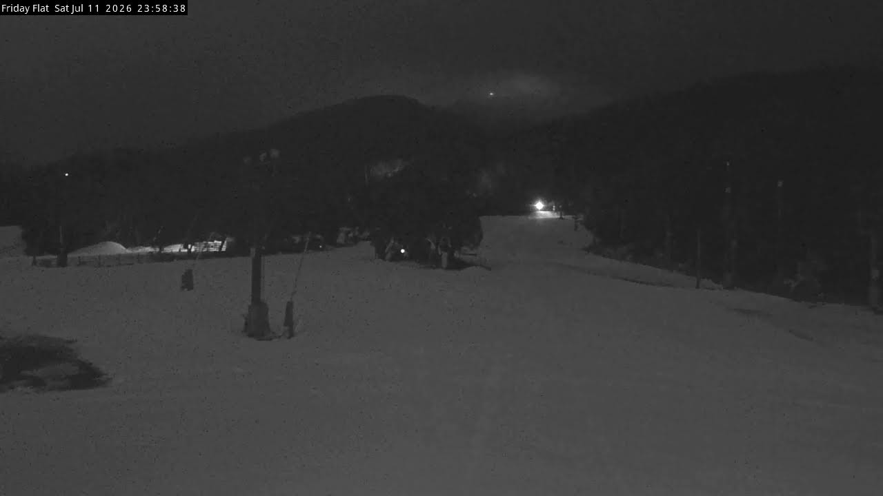 Thredbo Friday Flat Live snow cam captured at 11 July 2026 at 11:59 pm AEST