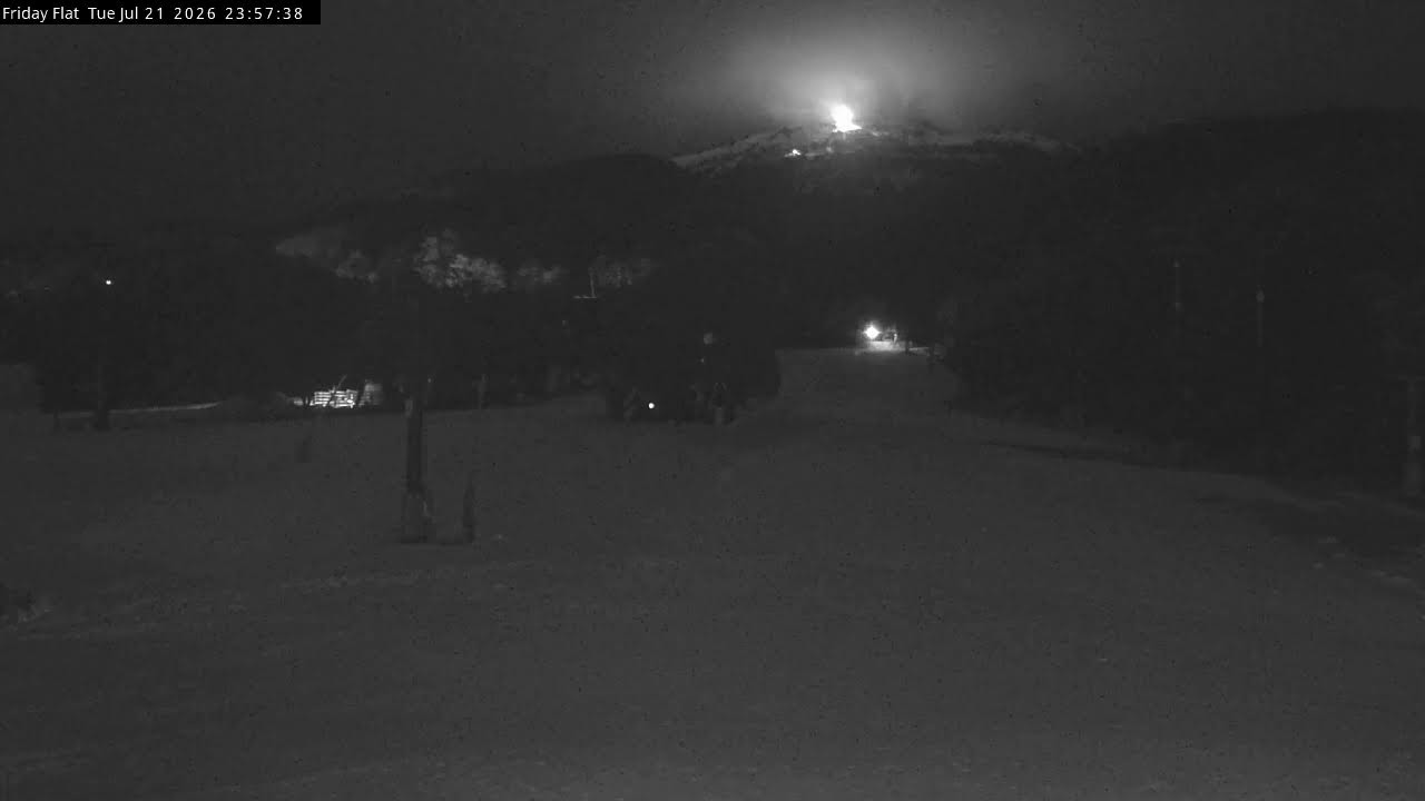 Thredbo Friday Flat Live snow cam captured at 21 July 2026 at 11:58 pm AEST