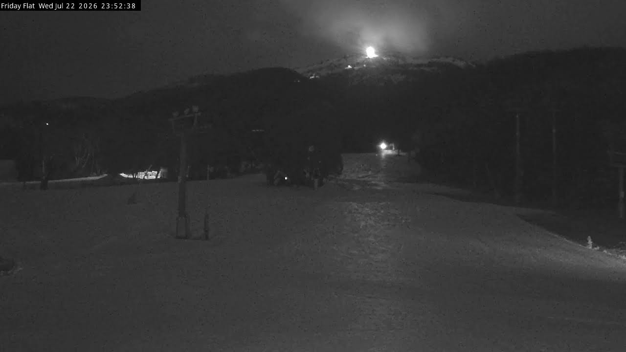 Thredbo Friday Flat Live snow cam captured at 22 July 2026 at 11:52 pm AEST
