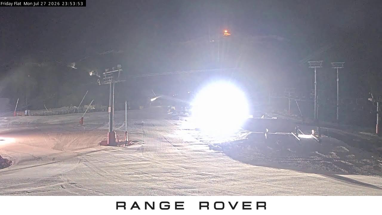 Thredbo Friday Flat Live snow cam captured at 27 July 2026 at 11:55 pm AEST