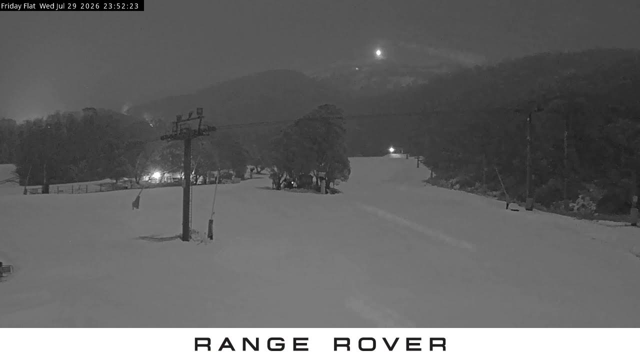 Thredbo Friday Flat Live snow cam captured at 29 July 2026 at 11:54 pm AEST