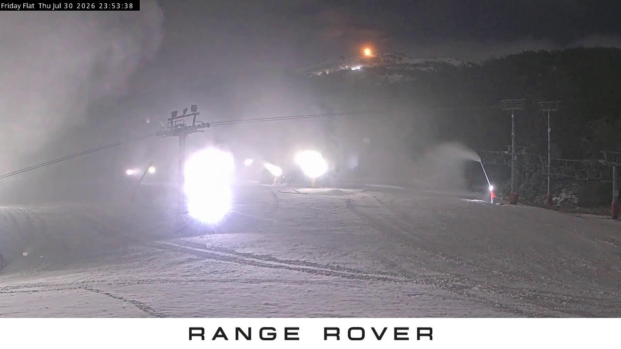 Thredbo Friday Flat Live snow cam captured at 30 July 2026 at 11:54 pm AEST