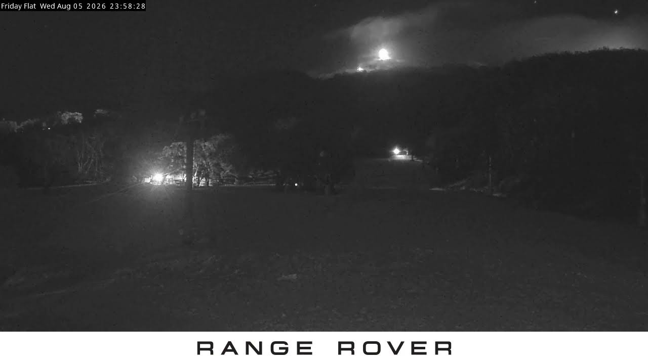 Thredbo Friday Flat Live snow cam captured at 5 August 2026 at 11:59 pm AEST