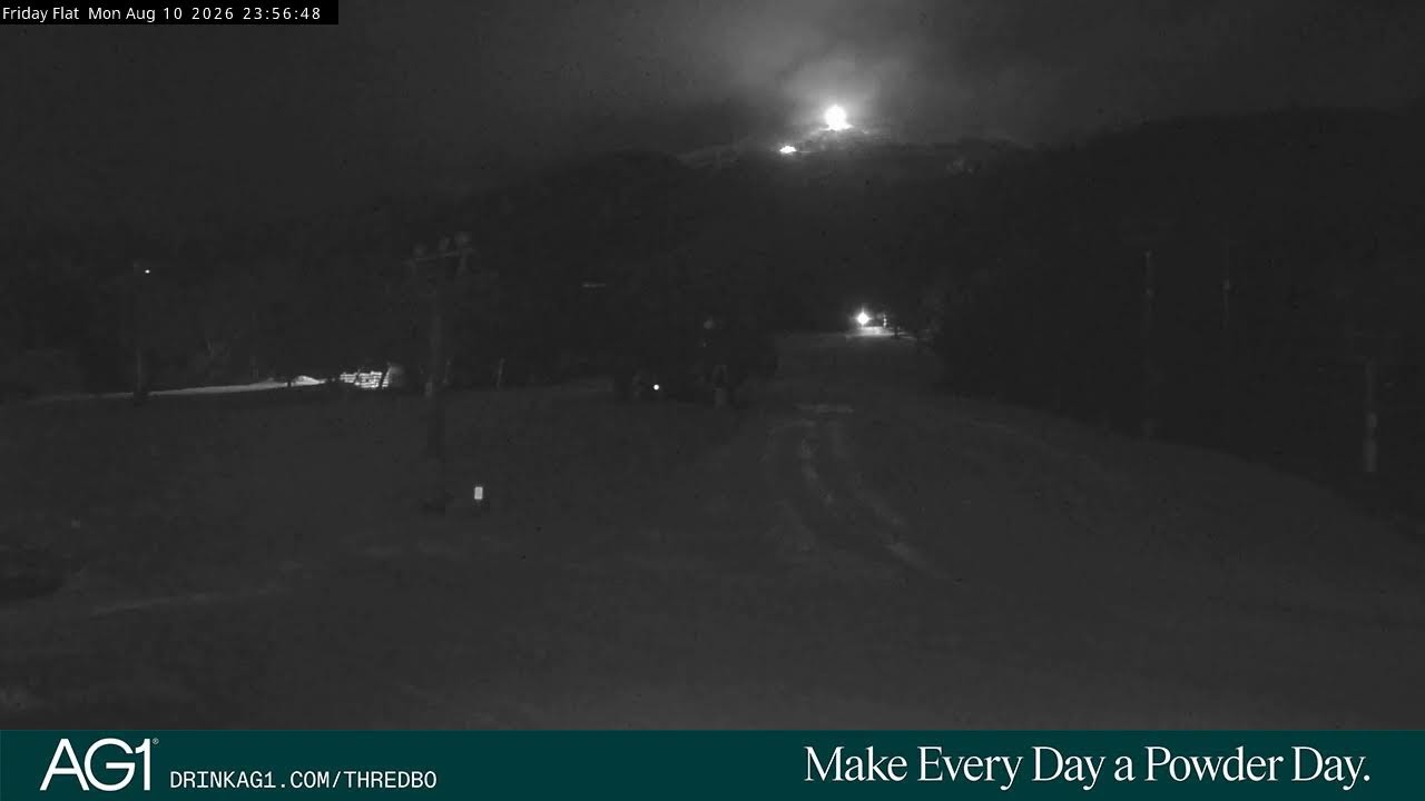Thredbo Friday Flat Live snow cam captured at 10 August 2026 at 11:57 pm AEST