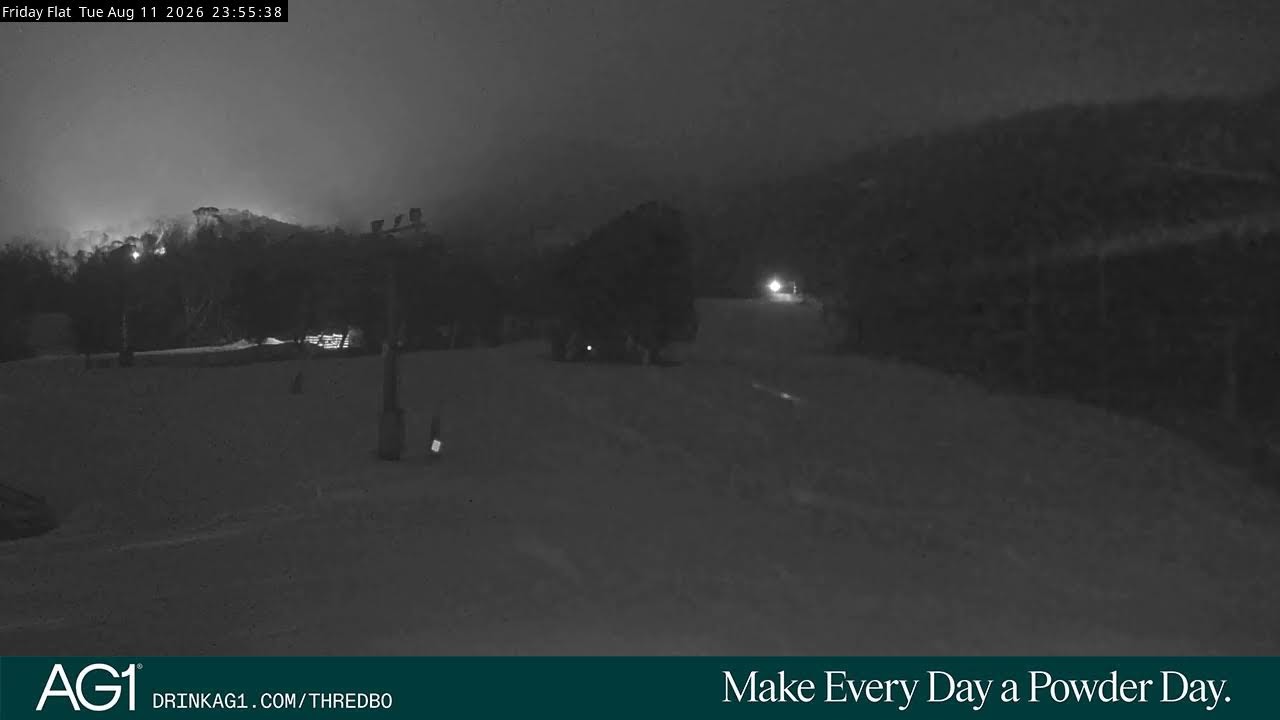 Thredbo Friday Flat Live snow cam captured at 11 August 2026 at 11:57 pm AEST
