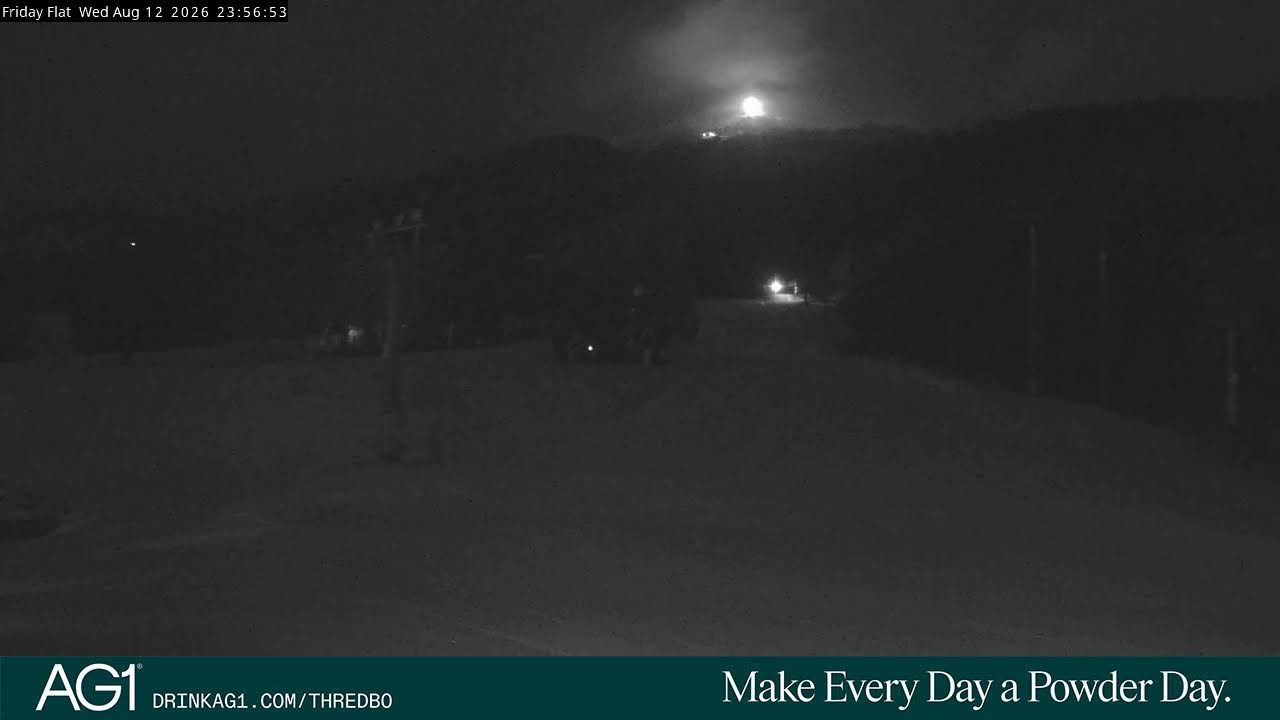 Thredbo Friday Flat Live snow cam captured at 12 August 2026 at 11:57 pm AEST